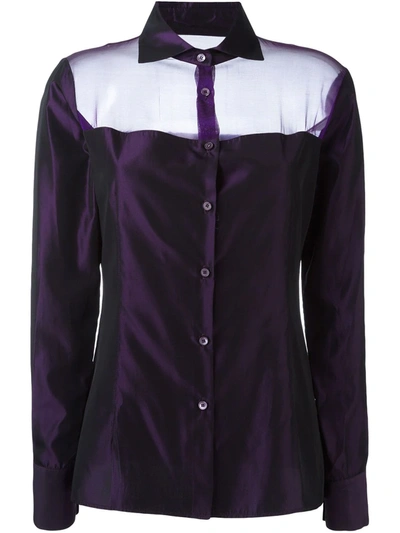 Pre-owned Romeo Gigli Vintage Sheer Panel Shirt In Purple