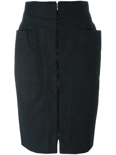 Pre-owned Gianfranco Ferre Vintage Zipped Skirt In Grey