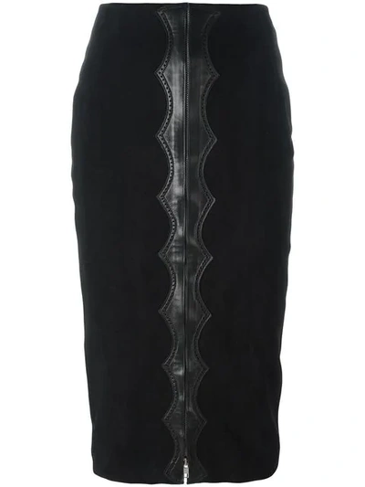 Pre-owned Alaïa Appliqué Detail Midi Skirt In Black