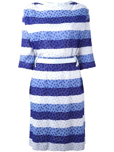 Pre-owned Courrèges Tonal Stripe Dress In Blue