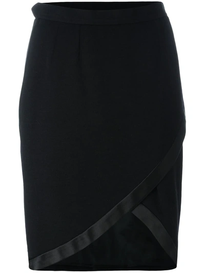 Pre-owned Saint Laurent Asymmetrical Wrap Skirt In Black