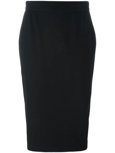 Pre-owned Versace Fitted Over-the-knee Skirt In Black