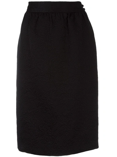 Pre-owned Emanuel Ungaro Vintage Jacquard Skirt In Black