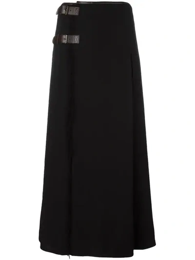 Pre-owned Jean Paul Gaultier Vintage Ausgefranster Wollrock In Black