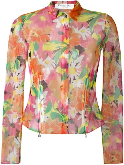 Pre-owned Dior Sheer Floral Print Jacket In Multicolour