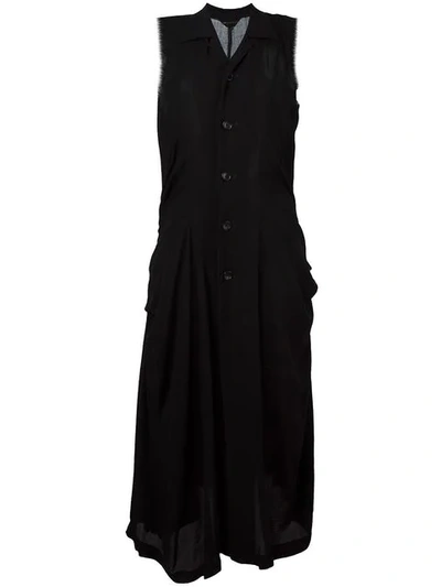 Pre-owned Comme Des Garçons Draped Midi Dress In Black