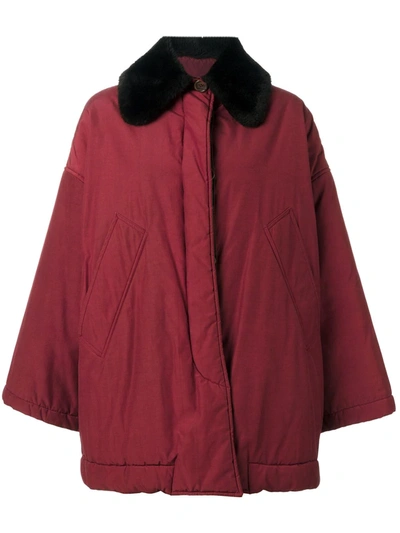 Pre-owned Romeo Gigli Vintage Contrast Collar Coat In Red