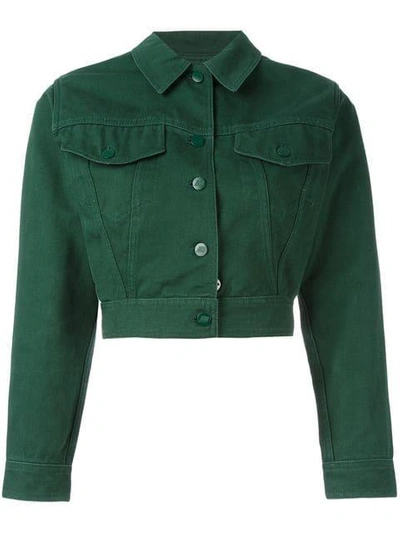 Pre-owned Jean Paul Gaultier Vintage Cropped Denim Jacket In Green