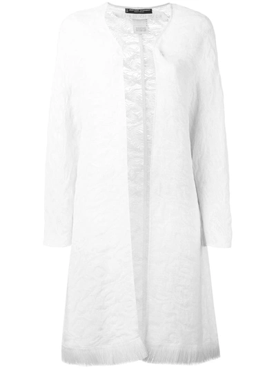 Pre-owned Jean Louis Scherrer Vintage Patterned Coat In White
