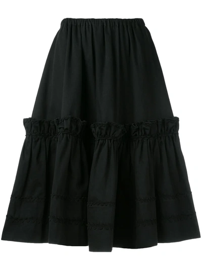 Pre-owned Saint Laurent 1970s Rive Gauche Tiered Skirt In Black