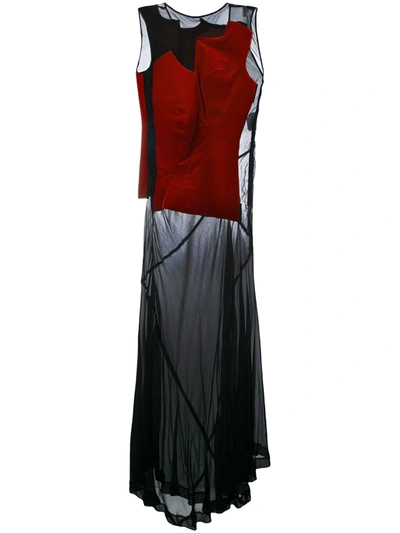 Pre-owned Comme Des Garçons Sleeveless Velvet Panelled Dress In Black