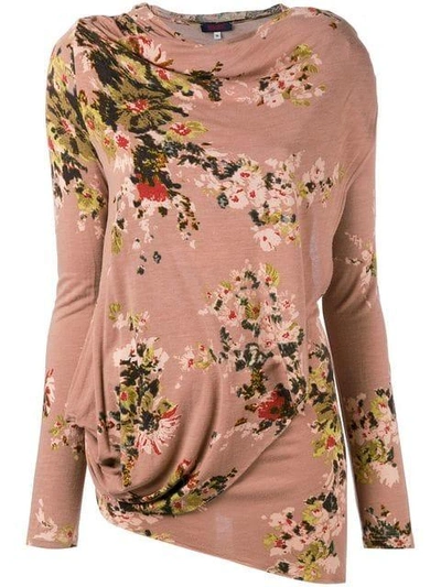 Pre-owned Kenzo Floral Asymmetric Top In Pink