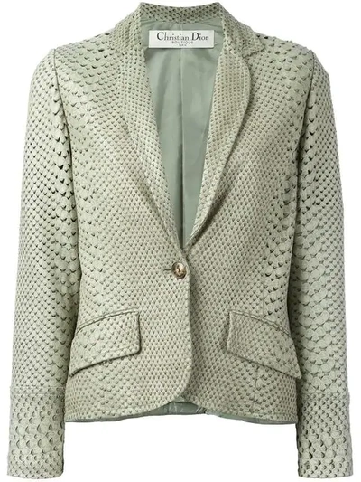 Pre-owned Dior 2000s  Snakeskin-effect Jacket In Green