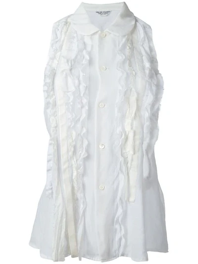 Pre-owned Comme Des Garçons 2002 Dressing Gown De Chambre Sheer Bib Top In White