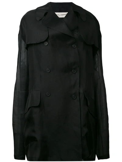 Pre-owned Dolce & Gabbana Transparent Panel Double Breasted Jacket In Black