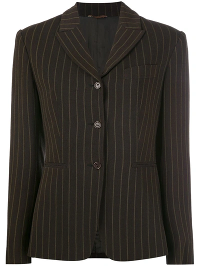 Pre-owned Romeo Gigli Vintage Pinstriped Blazer In Brown