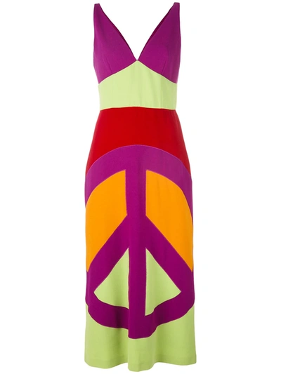 Pre-owned Moschino Vintage Peace Print Maxi Dress In Multicolour