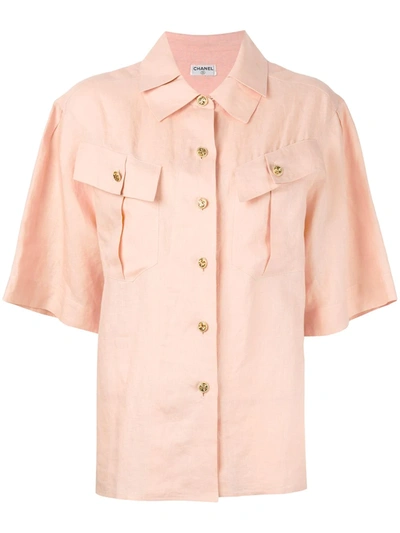 Pre-owned Chanel 1990s Pleated Collar Shirt In Neutrals