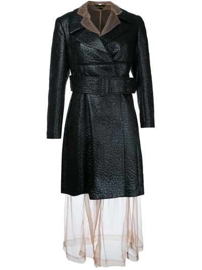 Pre-owned Comme Des Garçons Sheer Under Layer Coat Dress In Black