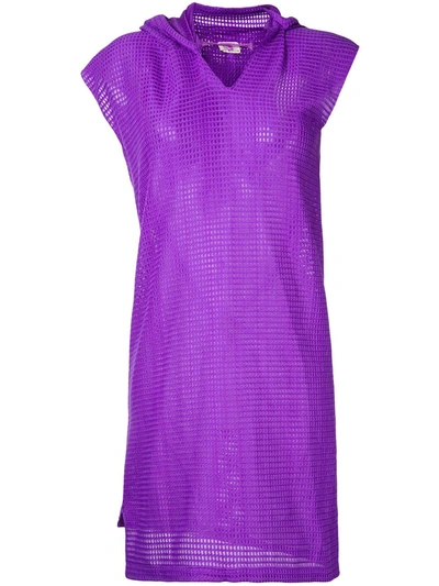 Pre-owned Comme Des Garçons Waffle Hooded Dress In Purple