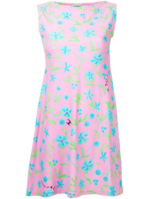 Chanel Pre Owned Cc Logo Sleeveless Dress Pink Modesens