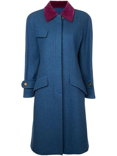 Pre-owned Chanel Vintage Long Sleeve Coat - Blue