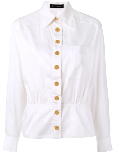 Pre-owned Jean Louis Scherrer Vintage Fitted Shirt Jacket In White