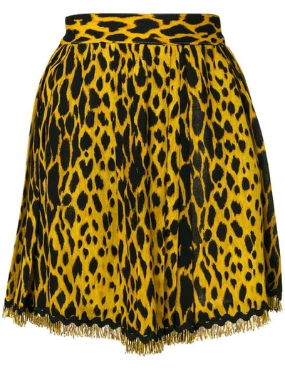 Versace Leopard Print Mini Skirt - Yellow