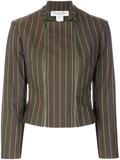 Pre-owned Dior 2000s  Pinstriped Jacket In Brown