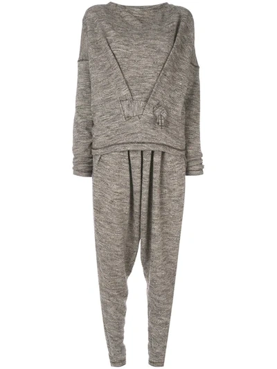 Pre-owned Issey Miyake 1980s Mélange-effect Jumper And Trousers Set In Grey