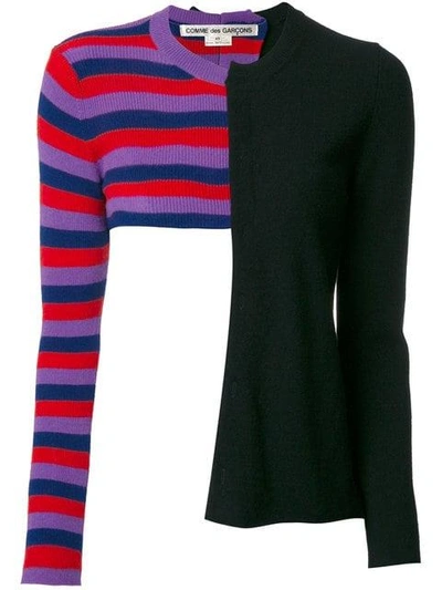 Pre-owned Comme Des Garçons 2011 Spliced Cropped Jumper In Black