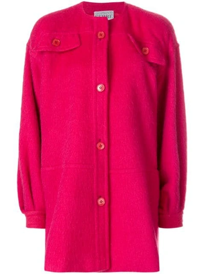Pre-owned Gianfranco Ferre Vintage Collarless Shift Coat In Pink