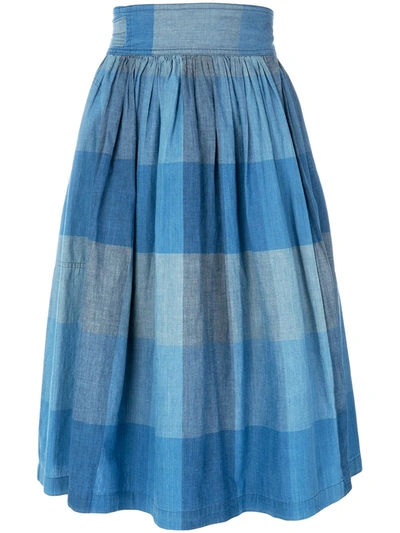 Pre-owned Issey Miyake Check Wrap Skirt In Blue
