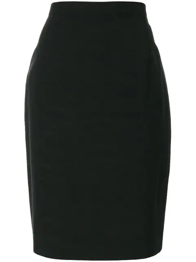 Pre-owned Saint Laurent Straight Midi Skirt In Black