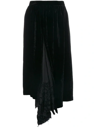 Pre-owned Comme Des Garçons Velveteen Cropped Asymmetric Trousers In Black