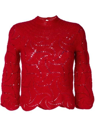 Pre-owned Comme Des Garçons Crochet Sweater In Red