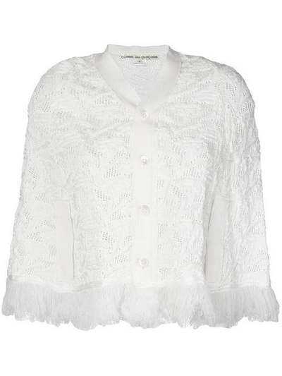 Pre-owned Comme Des Garçons Fringed Knitted Shrug In White