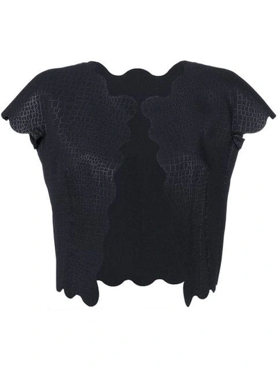 Pre-owned Comme Des Garçons Scalloped Crocodile-embossed Waistcoat In Black
