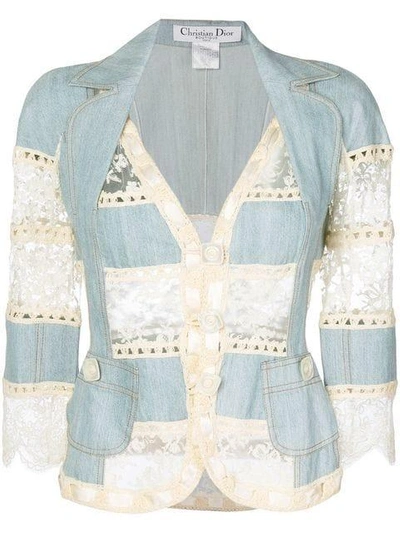 Pre-owned Dior 2005  Lace And Crochet Insert Jacket In Blue