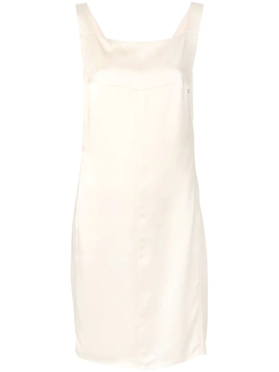 Pre-owned Chanel 2000s Square Neck Shift Dress In Neutrals