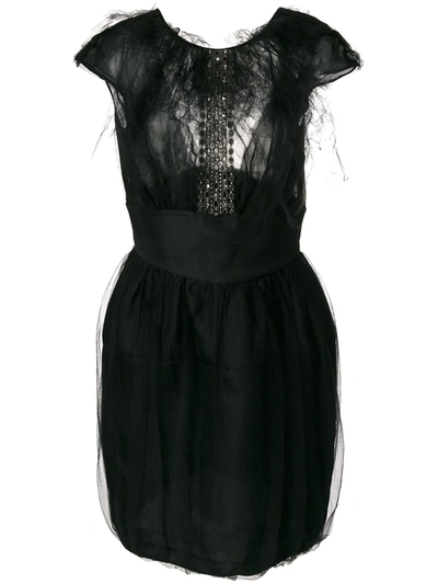 Pre-owned Valentino Textured Bodice Dress In Black