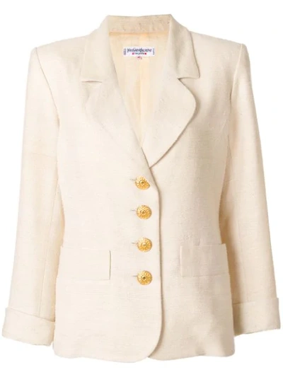 Pre-owned Saint Laurent Contrast-button Blazer In Neutrals