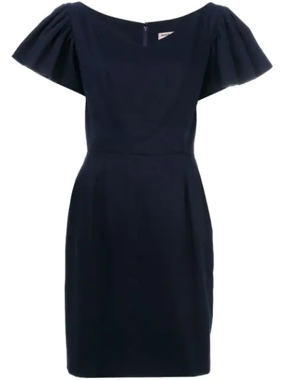 Pre-owned Saint Laurent Ruffle-sleeve Dress In Blue