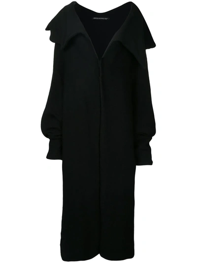 Pre-owned Yohji Yamamoto Vintage Fold-over Neck Coat In Black