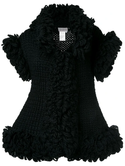 Pre-owned Yohji Yamamoto Vintage Knitted Sleeveless Ruffle Jacket In Black