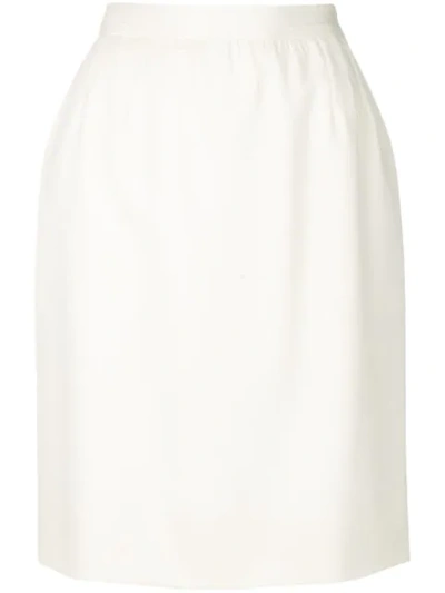 Pre-owned Saint Laurent Straight Skirt In White