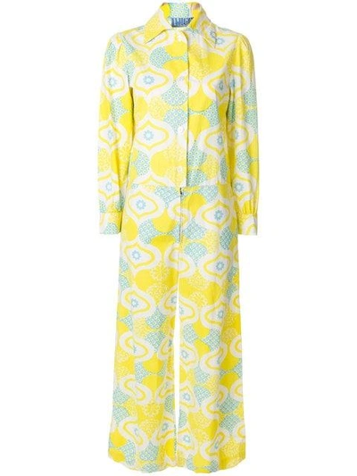 Pre-owned William Vintage Twiggy Print Jumpsuit - Yellow