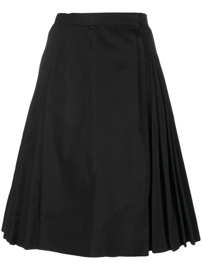Pre-owned Saint Laurent Pleated Midi-skirt In Black