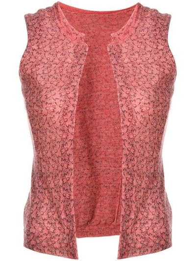 Pre-owned Comme Des Garçons 1990s Floral-pattern Wool Vest In Pink