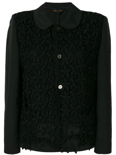 Pre-owned Comme Des Garçons Floral Panelled Blazer In Black